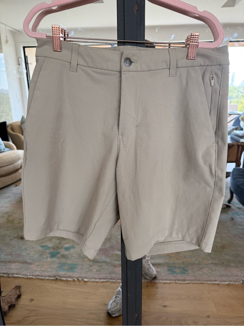 lululemon athletica Men's Flat-Front Shorts in Light Taupe